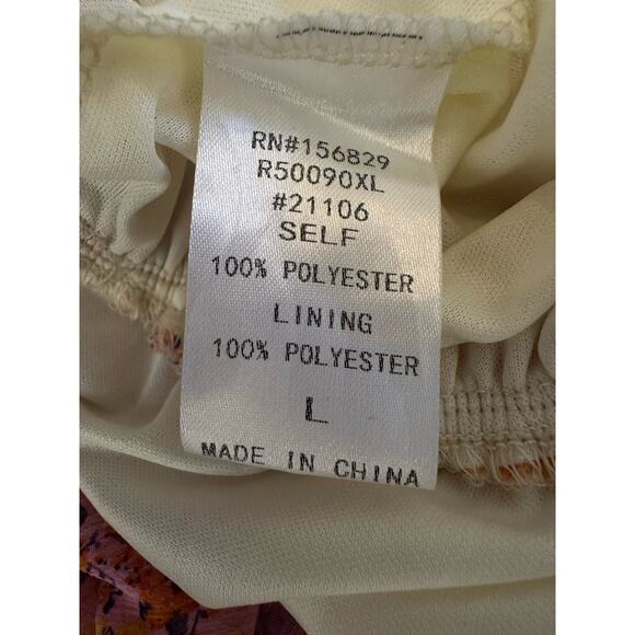 White Birch Shorts Romper Floral Print V-Neck 3/4 Dolman Sleeves Size Large Boho - Picture 5 of 9